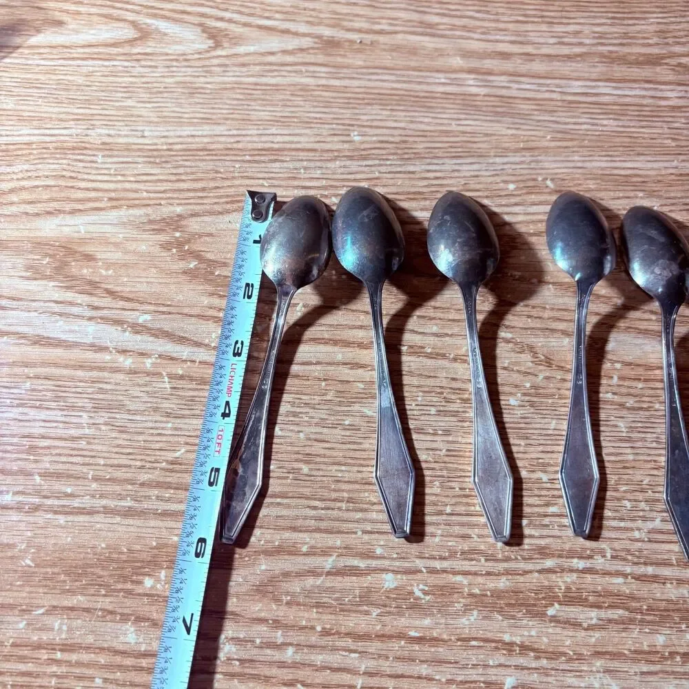 Vintage Teaspoon Lot Of 5 Tarnished A P On The Bottom Of Stem